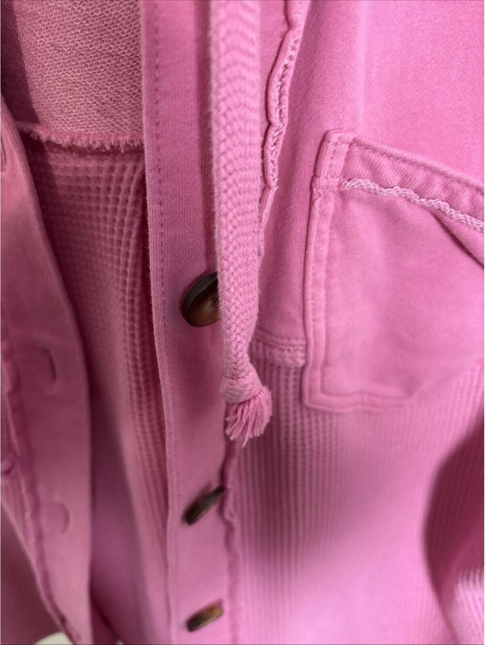 American Eagle Pink Waffle Knit Shacket Medium Hoodie Button Up - Picture 3 of 14